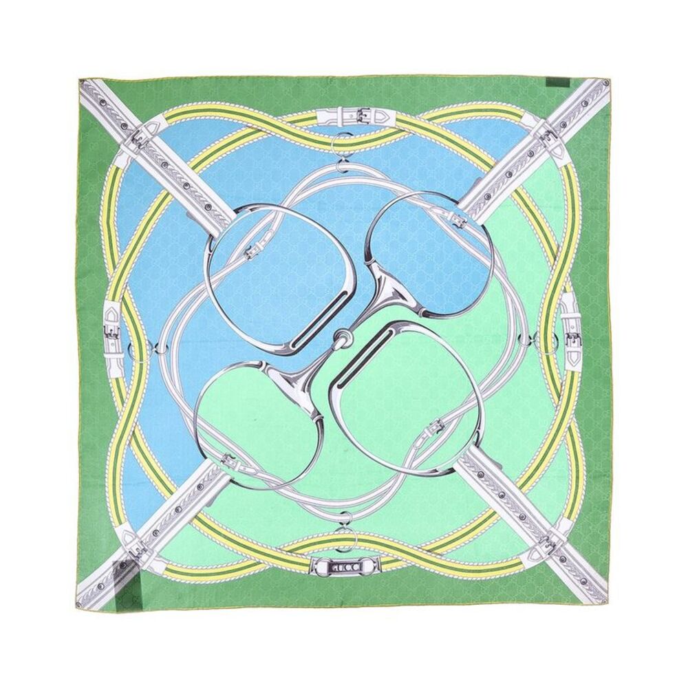 Gucci Gg Logo Silk Scarf, Green